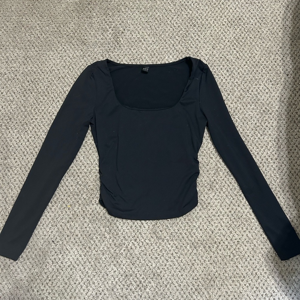 SHEIN Black Square Neck Bodysuit